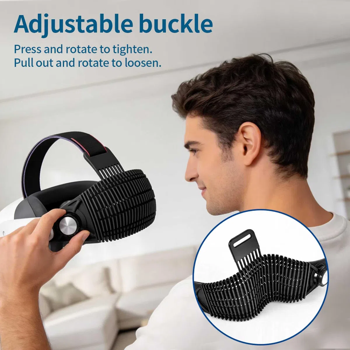 Cinghia per la testa per Meta Quest 3/3S, per giochi VR sdraiati, sollievo dalla pressione, cinghia regolabile ultra leggera da 89,9 g, design ergonomico, accessorio pieghevole Elite Strap