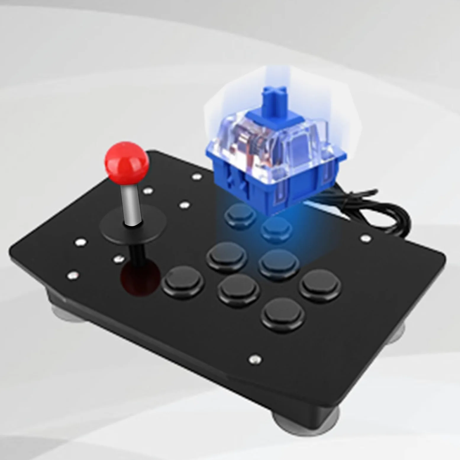 Controller per PC, Joystick di gioco Rocker Controller a 8 pulsanti con impugnatura di gioco con ventosa fissa da 50 mm Grande ventosa fissa, pulsanti a scheda 3D Riproduzione
