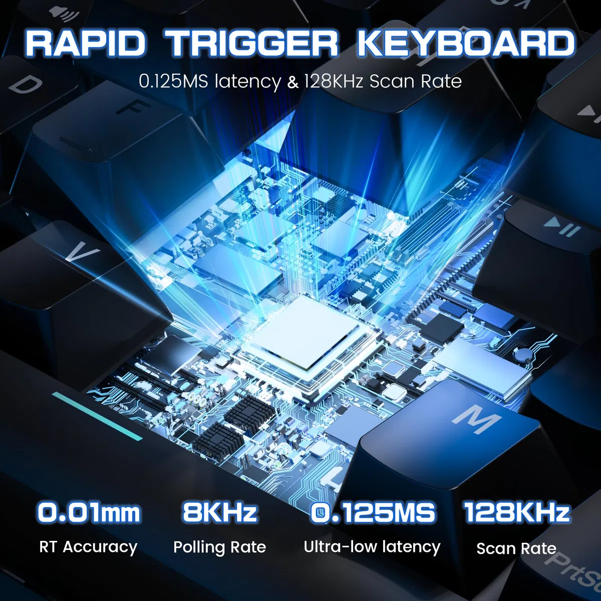 MAGIC-REFINER X68 HE Tastiera Rapid Trigger 8000Hz,Tastiera Magnetica Cablata,Attuazione Regolabile,Layout UK,Latenza 0,125ms,Precisione RT 0,01mm,Snap Tap,Retroilluminazione RGB