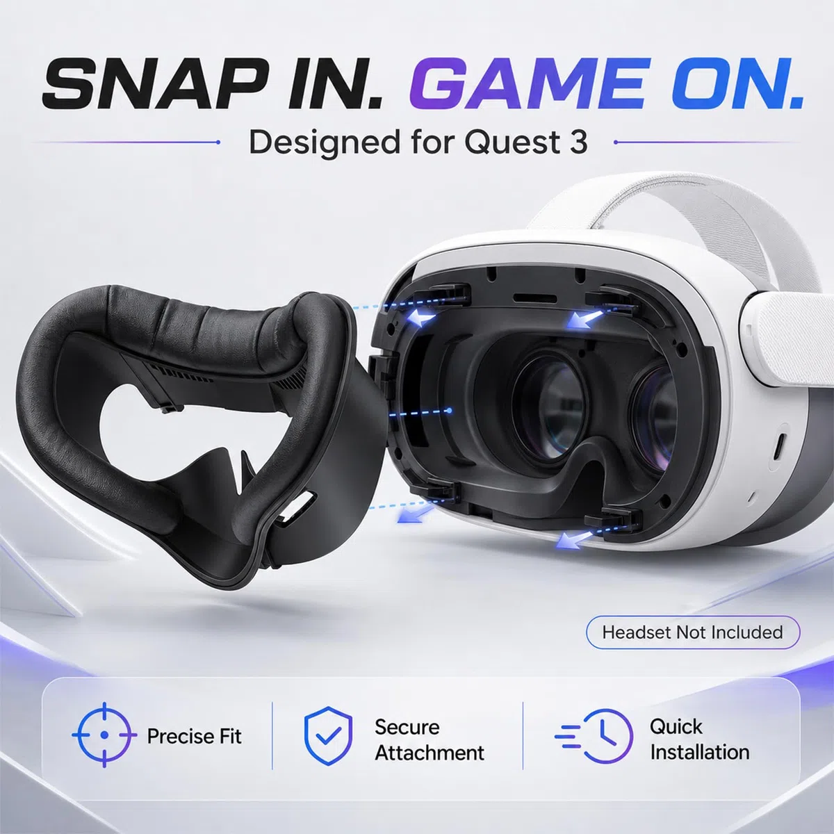 Interfaccia Facciale V3 Ventilata Compatibile con Meta Quest 3, Cuscino Viso Pelle Pu Anti Luce e Anti Sudore, Supporto Sostituzione Confort Accessorio VR (Non Adatta per Meta Quest 3S)