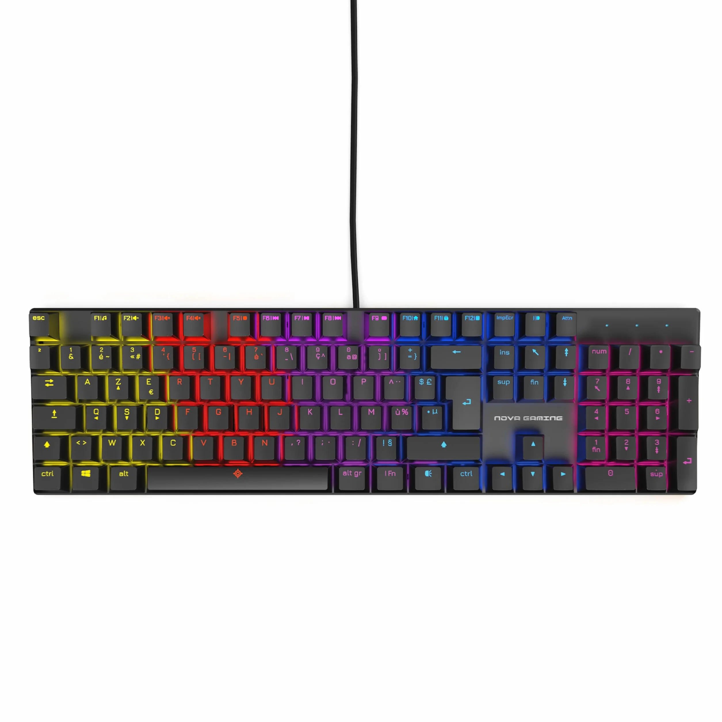 NOVA GAMING HERCULE - Tastiera Gaming Meccanica cablata USB - Tastiera Gamer, retroilluminazione RGB, 104 tasti di cui 26 anti-ghosting, AZERTY francese - Compatibile con PC Gaming, Windows e Linux
