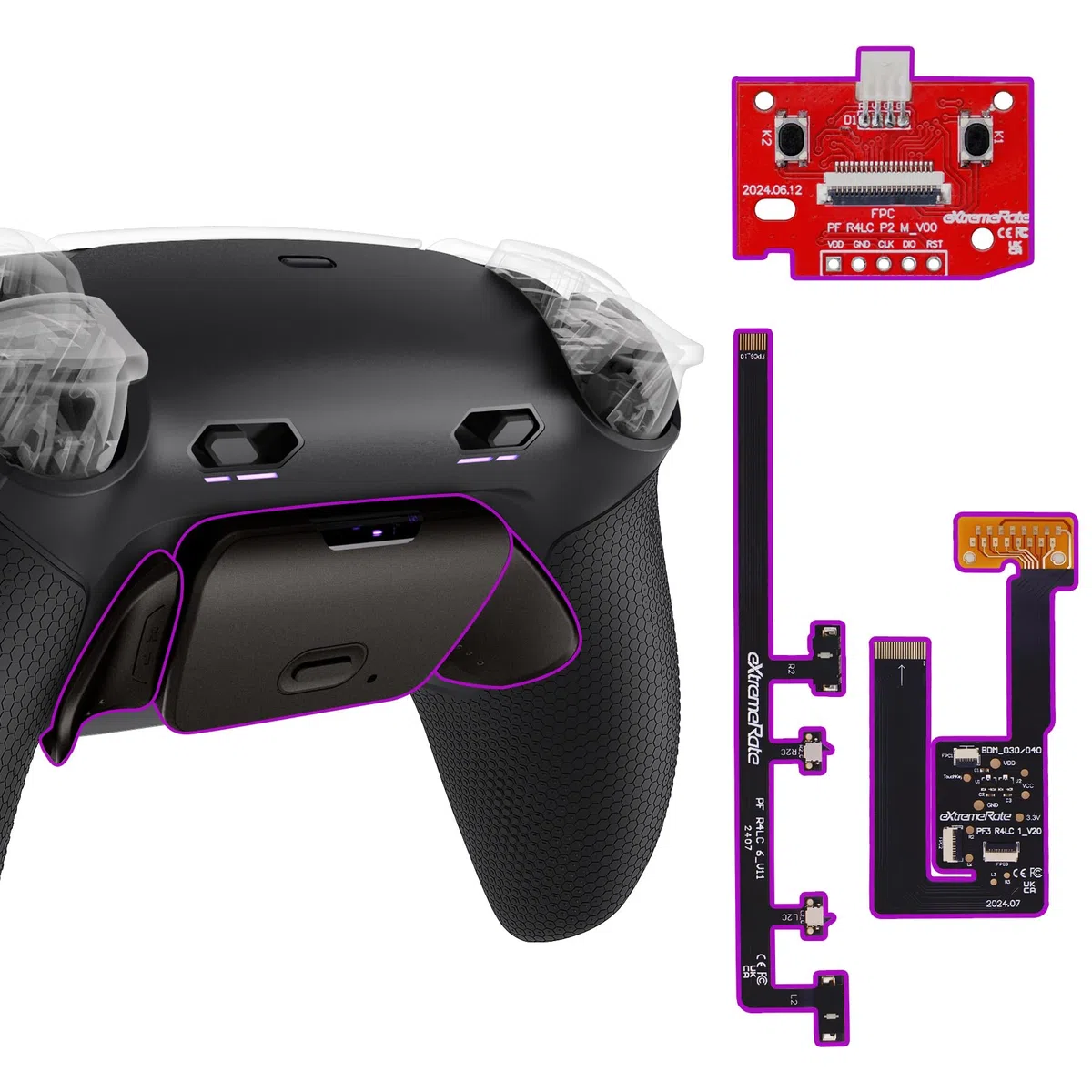 eXtremeRate RISE Plus MAX RMB Tasti Aggiuntivi per ps5 Controller BDM-030/040/050,Palette Posteriori Metallo Clicky Trigger Stop Remap Kit per ps5 Joystick-Senza Controller-Nero