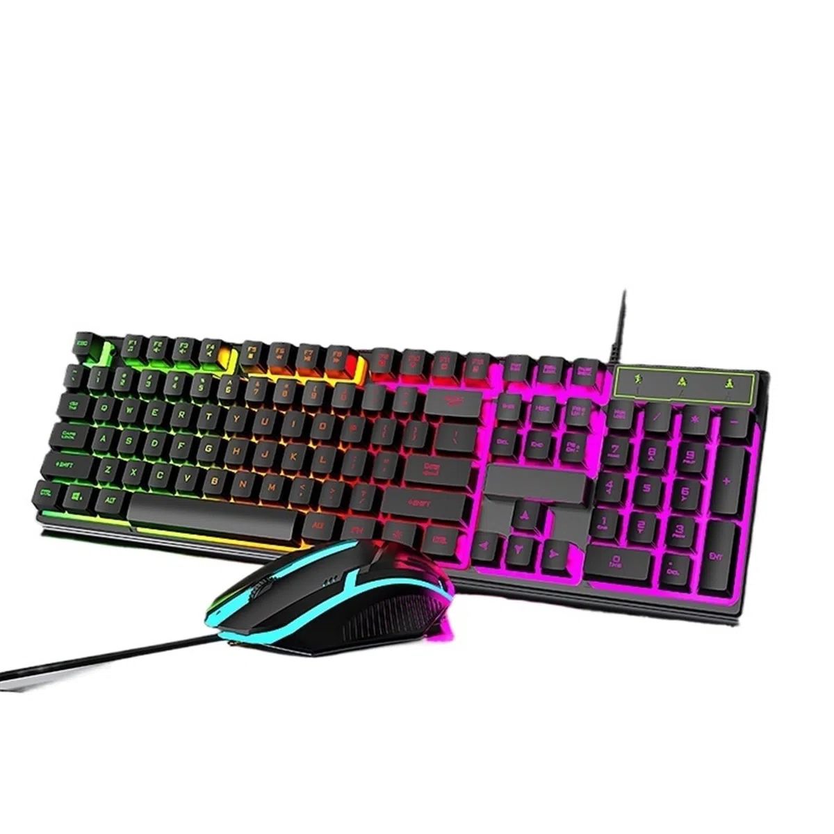 Wired Gaming keyboard and Mouse set Cool backlit mechanical keyboard set - for gaming office