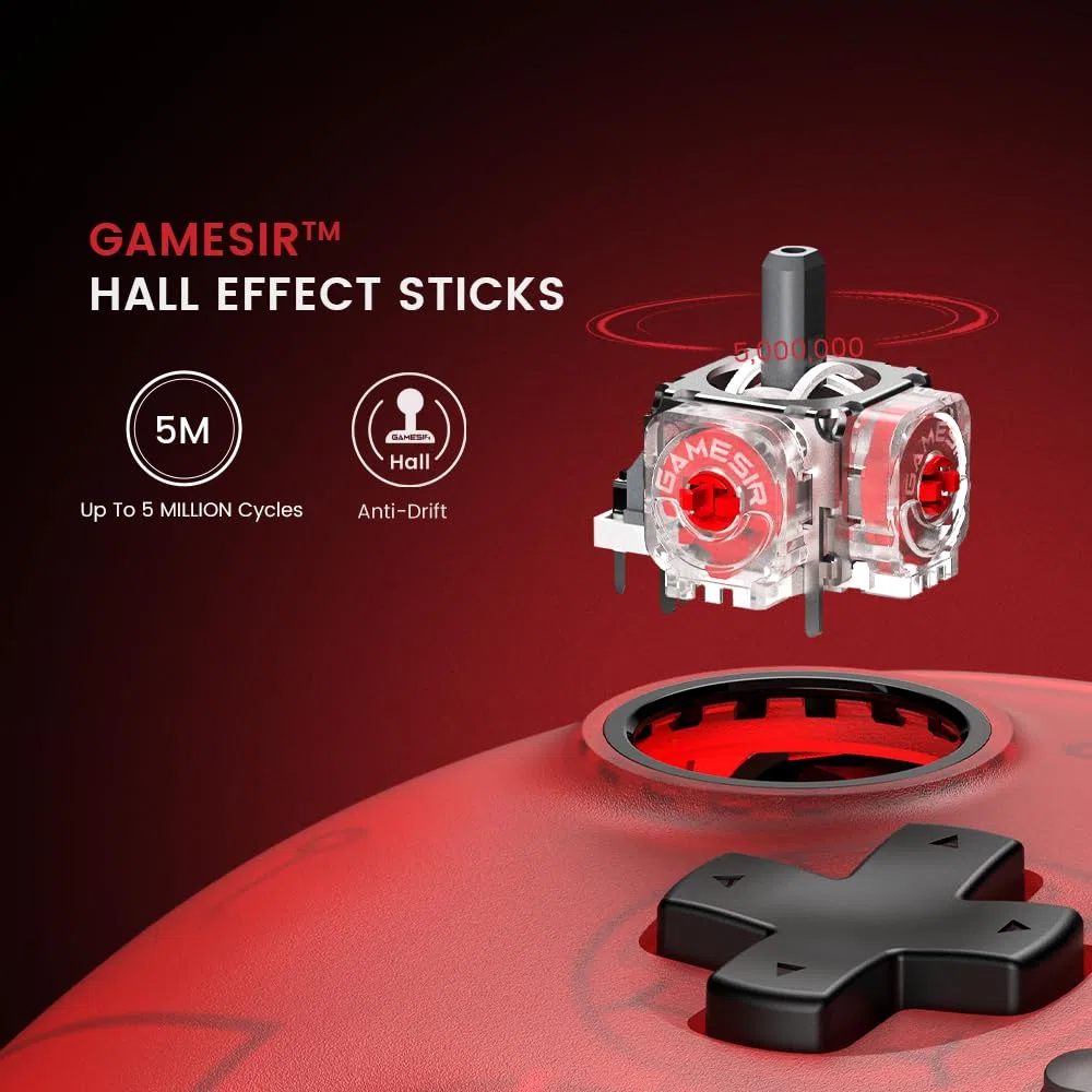 GameSir T7 Controller Xbox cablato con joystick e trigger effetto Hall, Gamepad Plug & Play per Xbox Series X|S, Xbox One, Windows, Steam (rosso)