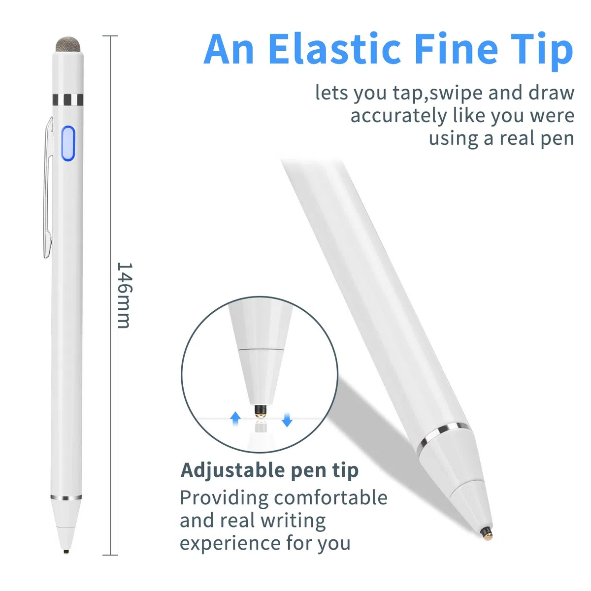 Penna stilo per Nintendo Switch, matita digitale con punta ultra fine da 1,5 mm per Nintendo Switch, bianco