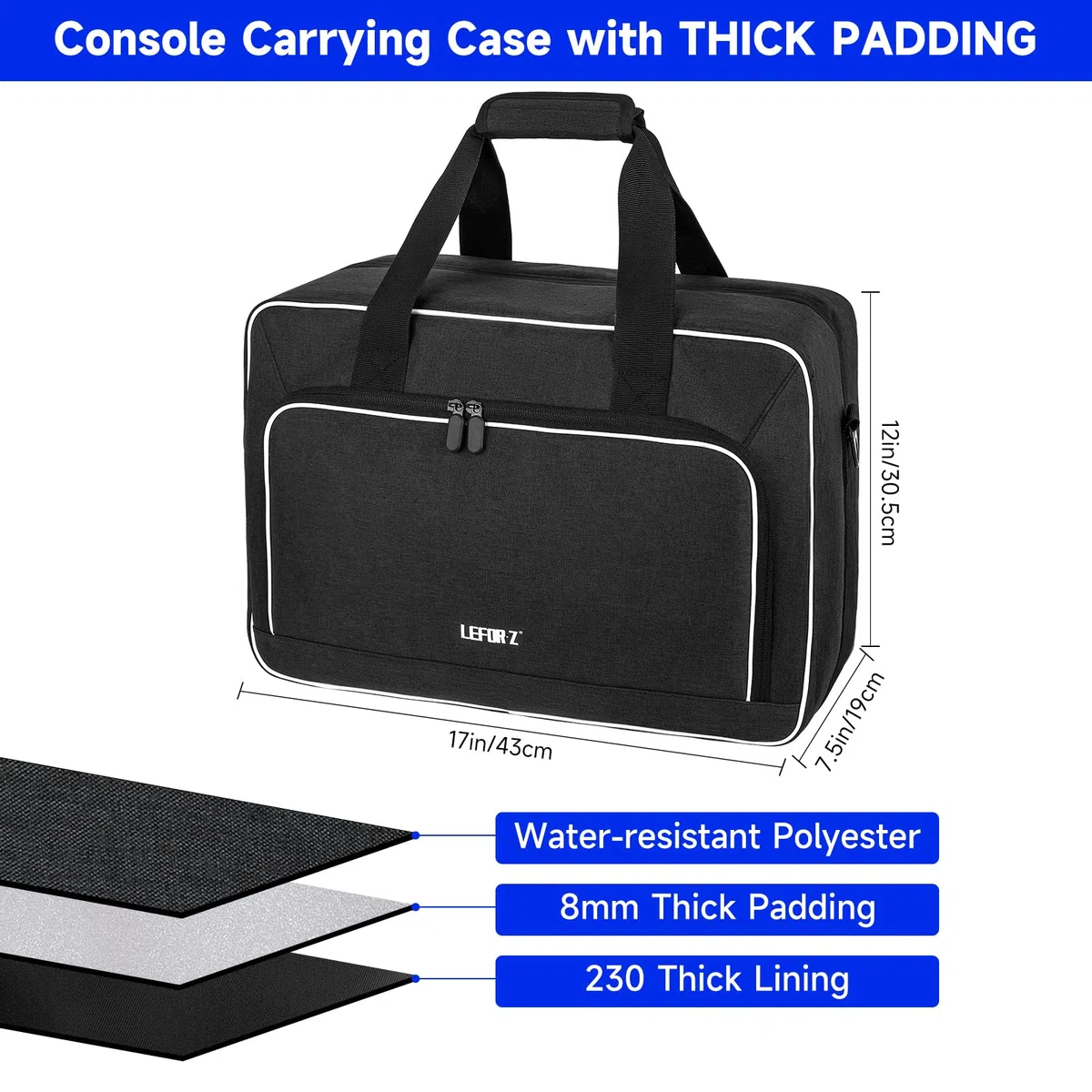 LEFOR·Z Custodia da trasporto compatibile con PS5/PS5 Pro/PS4, borsa da viaggio con imbottitura spessa, compatibile con Playstation 5/PS5 Digital Edition, controller, dischi di gioco, caricabatterie e