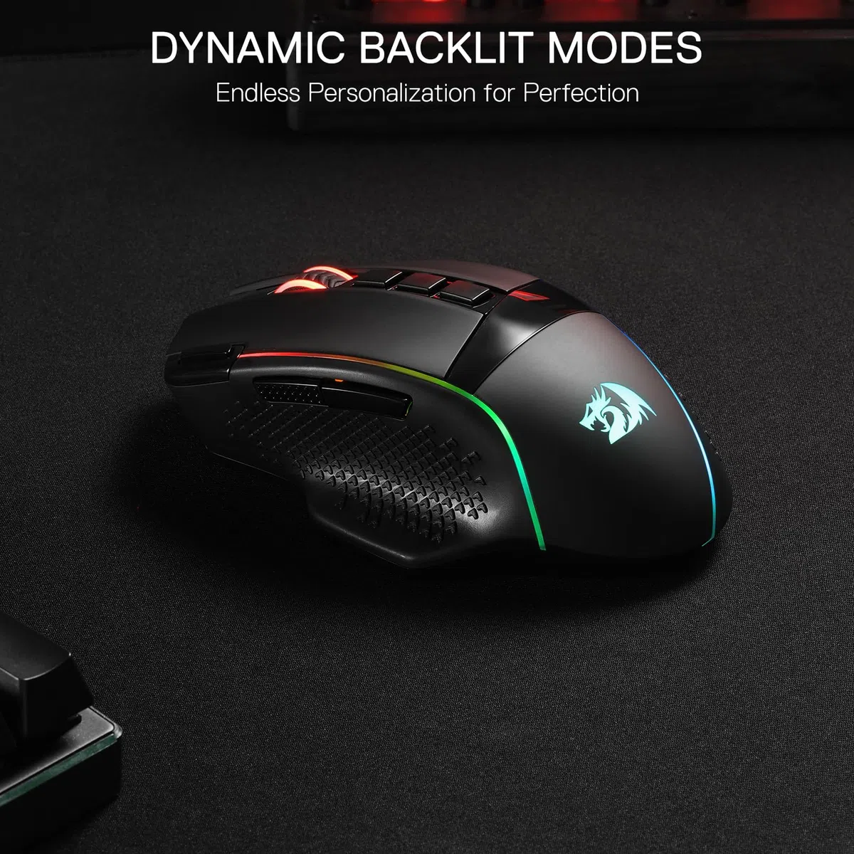 Redragon M991 Mouse Wireless 19000 DPI Fuoco Rapido 9 Tasti | mouse gioco wireless cablato 19000 DPI tasto fuoco rapido 9 pulsanti macro autonomia 45 ore retroilluminazione RGB