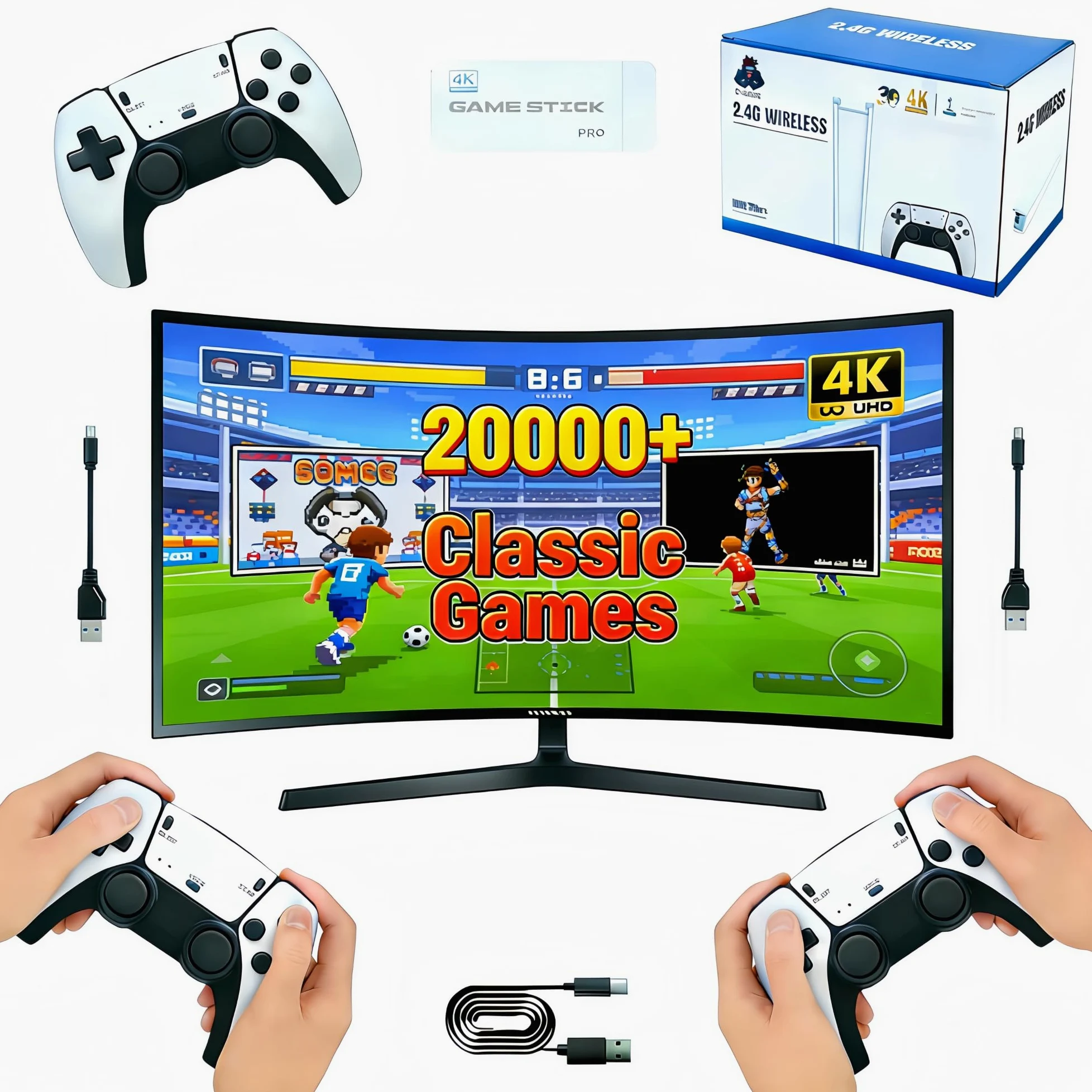 M15 Console Retro Game Portatile Con Oltre 20,000 Giochi Classici,Joystick Per Console Con Plug Per Emulatori Da 64 GB, Uscita Hdmi, Doppio Controller Wireless Aggiornato