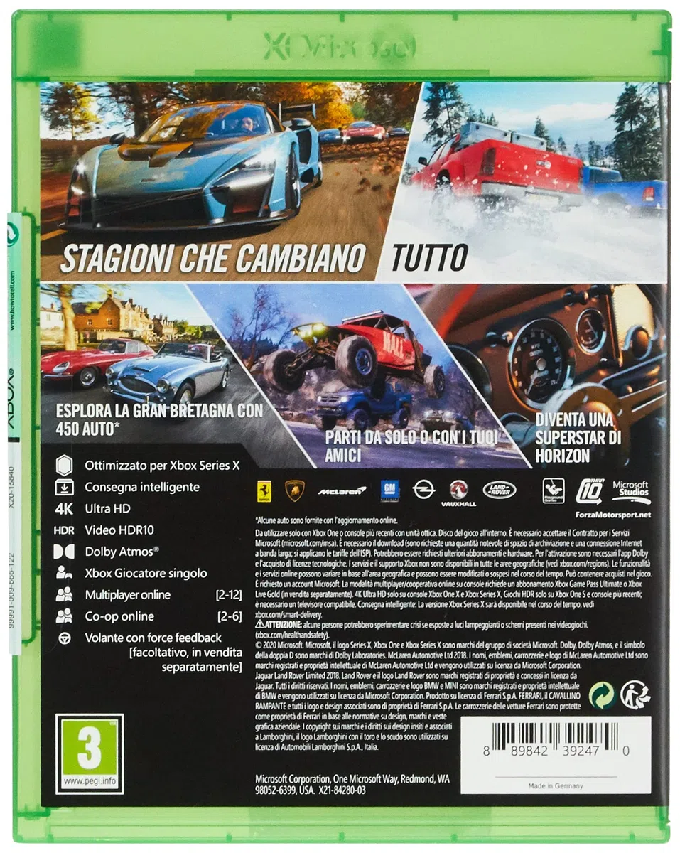 Forza Horizon 4 Edizione Standard, Pegi 3, Xbox One, 4K UKTRA HD, HDR, Microsoft
