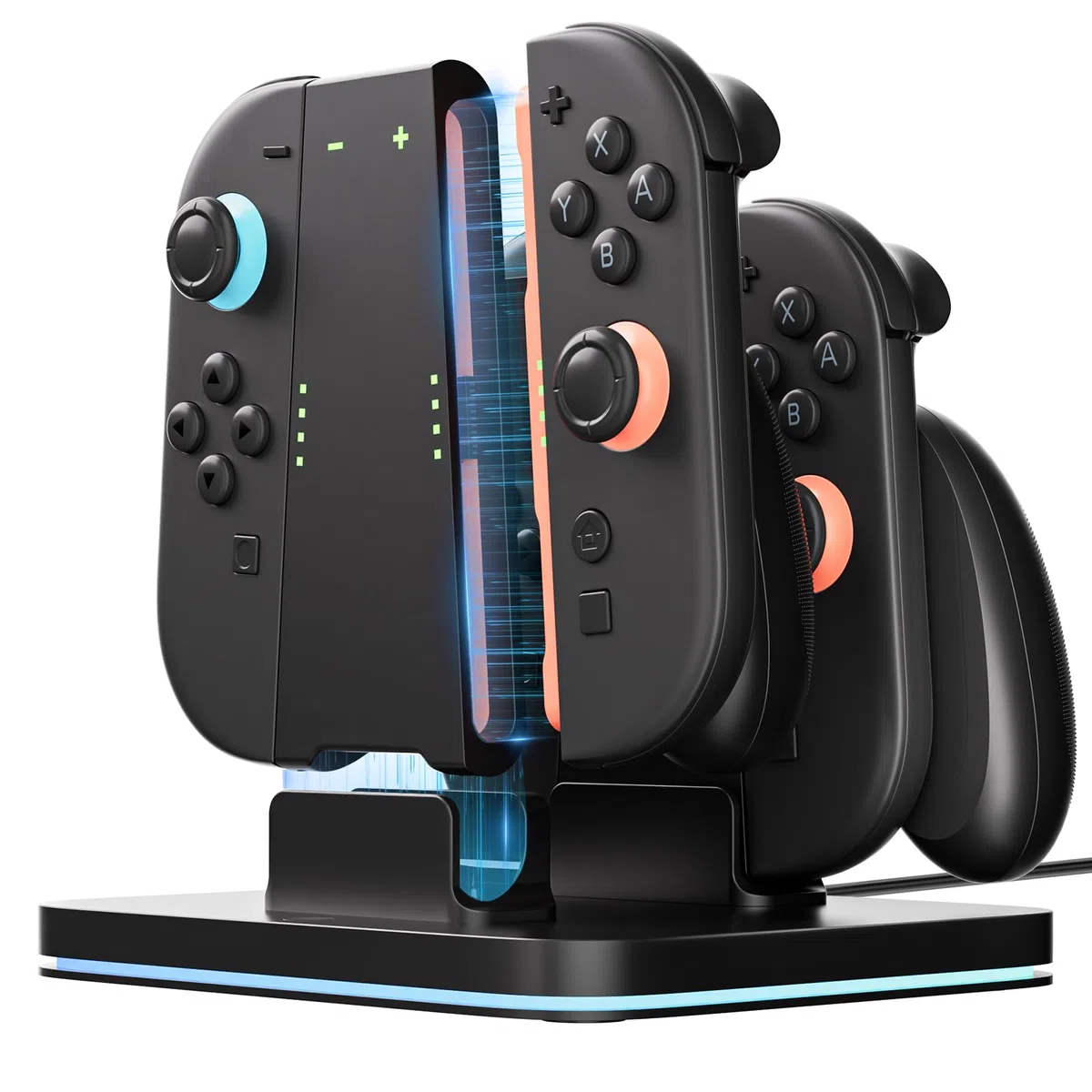 COOWPS Interruttore 3 in 1 2 presa e dock di ricarica per Nintendo Switch 2 Joy-Con 2025, con impugnatura ergonomica confortevole, forte forza magnetica, dock di ricarica veloce, 9 modalità di luce