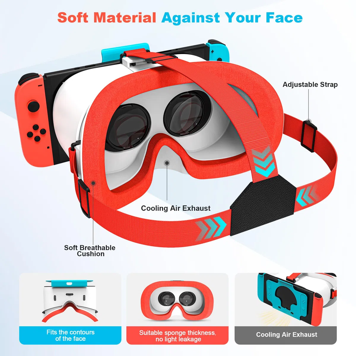 VR Headset for Nintendo Switch & OLED Model, Upgraded Your Switch 1/OLED VR Games with Virtual Reality 3D Goggles, Adjustable HD Lenses & Comfortable HeadStrap, Cool Glasses Stuff for Kids