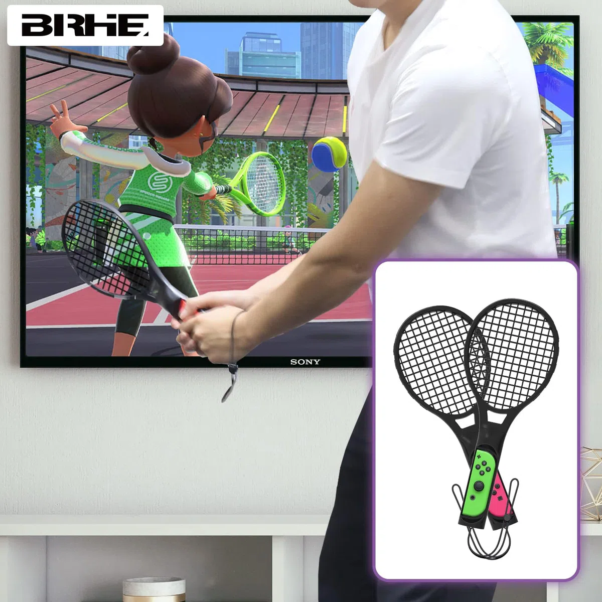 BRHE Nintendo Switch - Accessori sportivi 12 in 1 per giochi sportivi Nintendo Switch, kit di accessori per la famiglia per giochi sportivi Switch/OLED con cinturino da gamba, mazze da golf, racchette