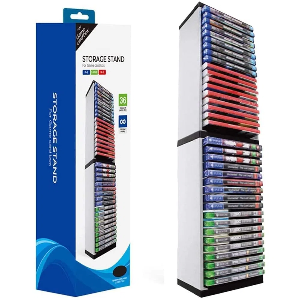Organizer per console di gioco a più livelli con ripiani regolabili, soluzione salvaspazio per accessori e supporti di gioco