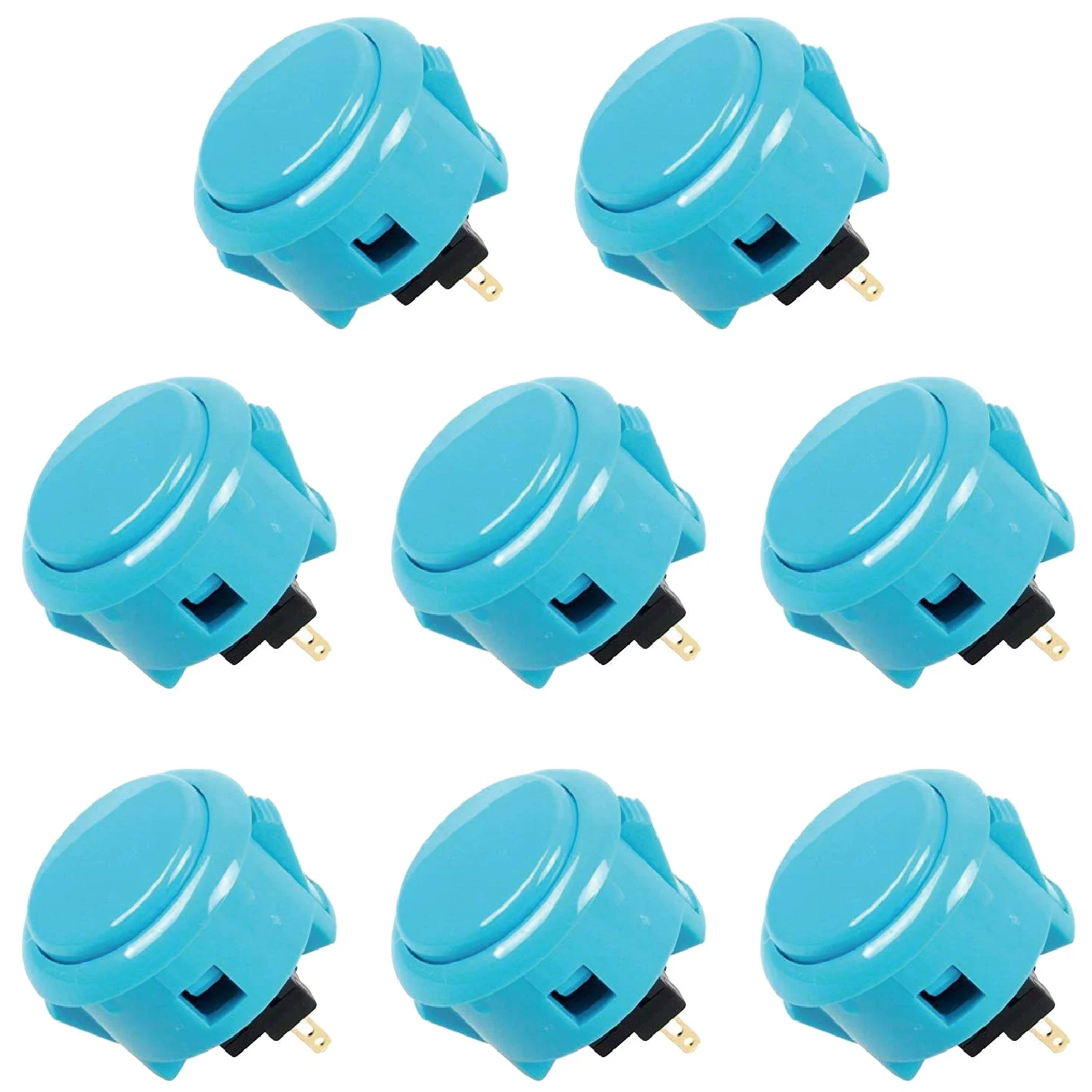Sanwa JLF-TP-8YT Joystick + Sanwa 8 pezzi OBSF-30 Push Button Bundle Kit Colore: Azzurro - per gioco arcade 4 e 8 vie regolabile, joystick per videogiochi
