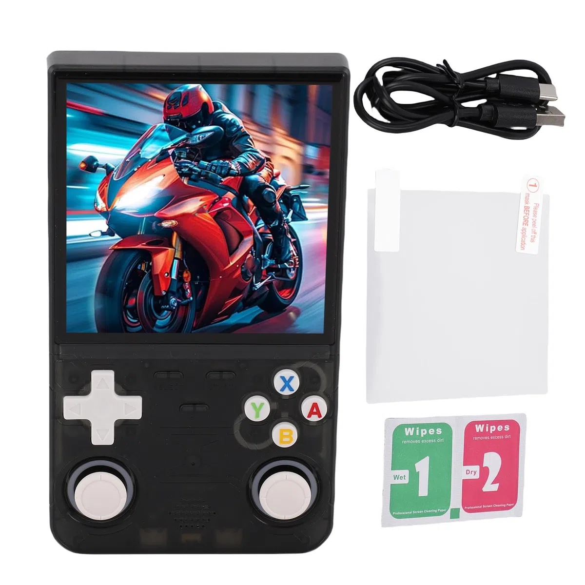 RASTKY Console di Gioco Portatile Open Source con Ad Alta stabilità e Batteria a Lunga Durata, per Appassionati di Giochi, Schermo da 4 Pollici 720x720, Batteria LiPo Trasparente (128G)