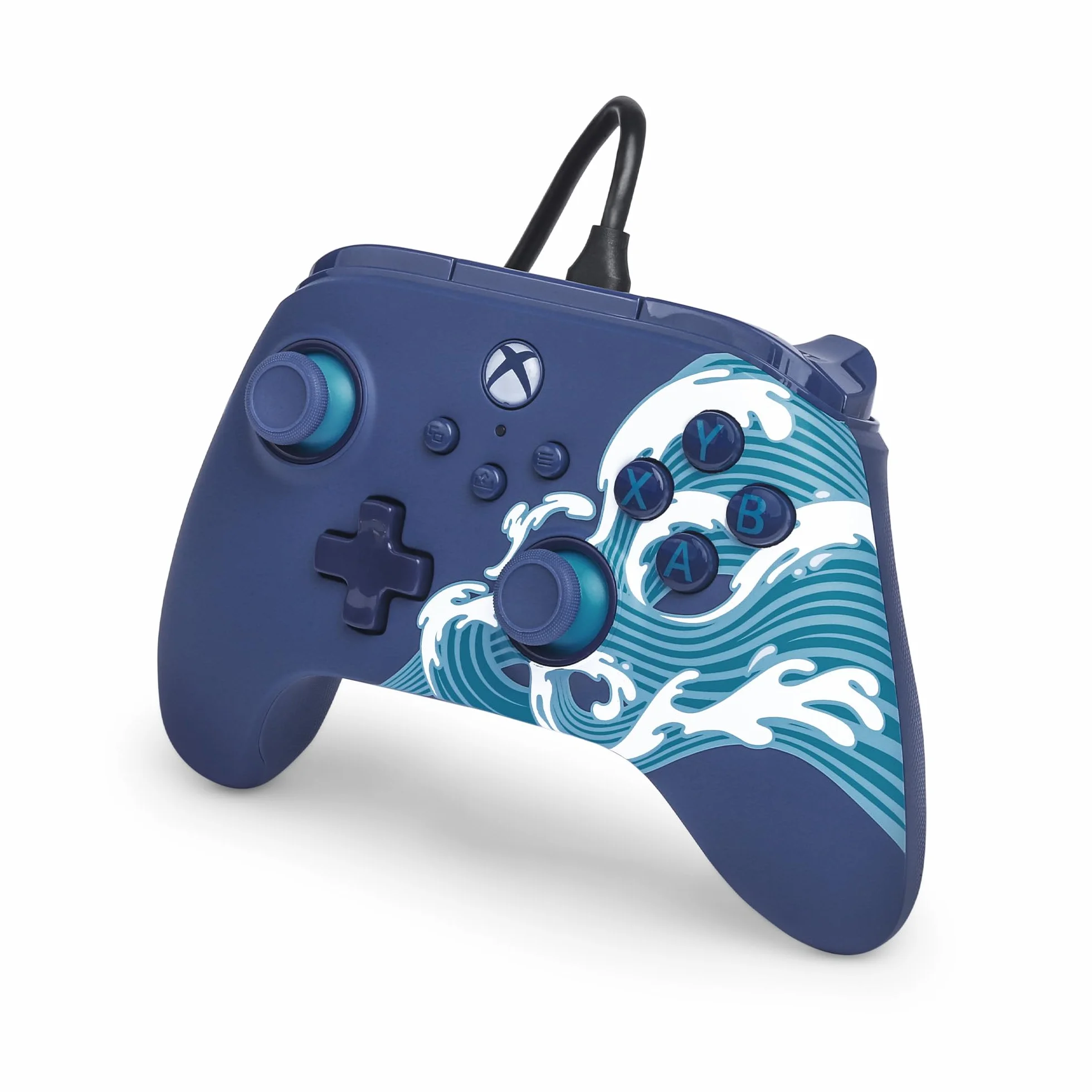 PowerA Controller cablato Advantage per Xbox Series X|S - Onda d'acqua, gamepad, controller per videogiochi cablato, controller di gioco, funziona con Xbox Series X|S