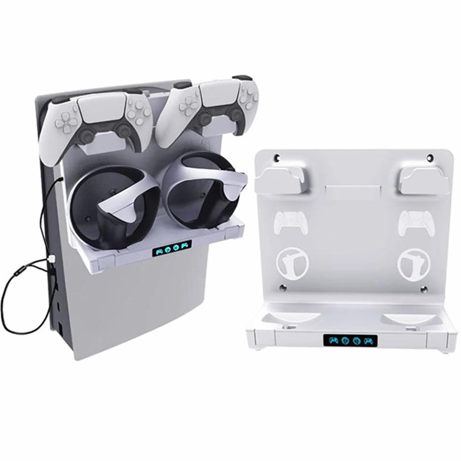 LYL Supporto da Parete per Stazione di Ricarica per Controller PS5 e PSVR 2 - Dock Controller e Cuffie - Ricarica Rapida e Verticale - Montaggio a Parete