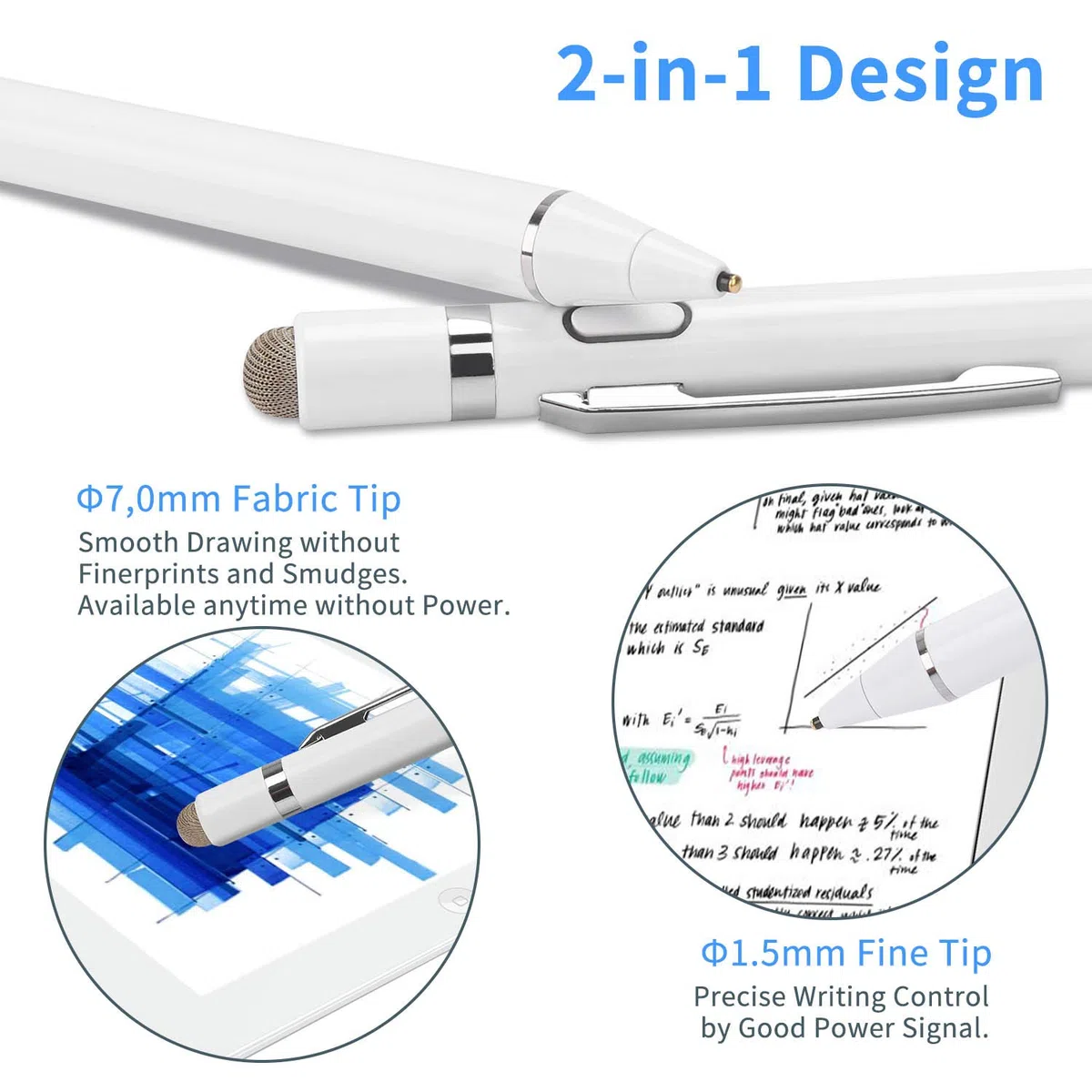 Penna stilo per Nintendo Switch, matita digitale con punta ultra fine da 1,5 mm per Nintendo Switch, bianco