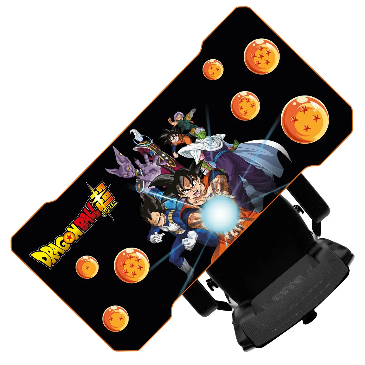 SUBSONIC - Scrivania da gaming ergonomica con finitura in carbonio e tappetino per mouse XXL Dragon Ball per PC Gaming - Licenza ufficiale - Piano nero e base arancione