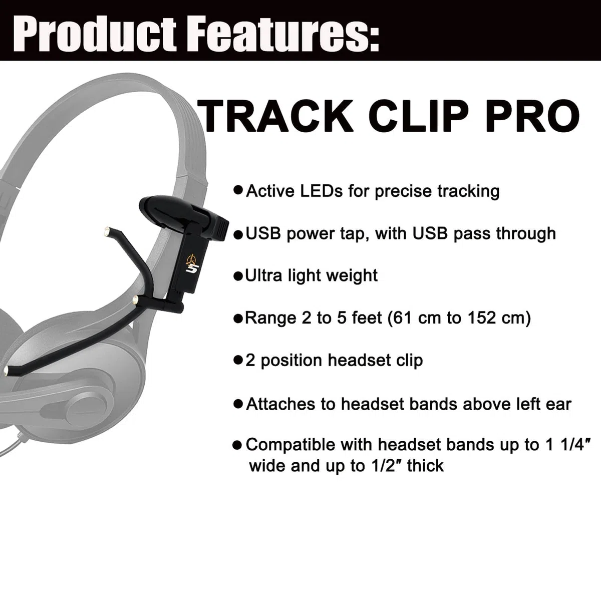 Head Tracker ottico per giochi VR, sistema di monitoraggio del movimento e della postura di precisione, compatibile con controller VR per PC