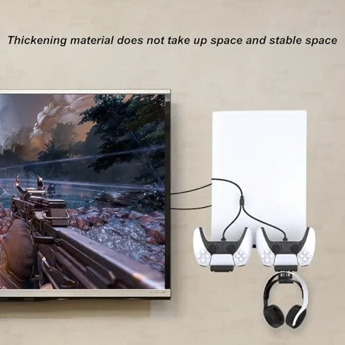 Supporto di ricarica per gamepad con gancio per cuffie, supporto salvaspazio da parete per controller e organizer per accessori per sala giochi