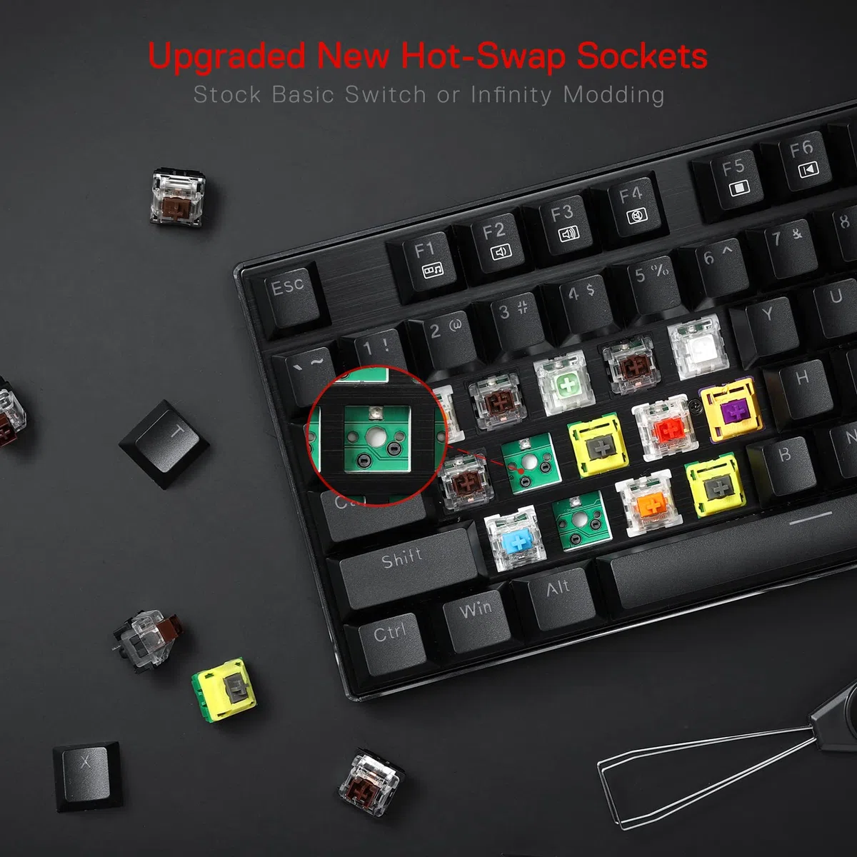 Redragon K556 Tastiera Meccanica RGB Cablata Base Alluminio US | Interruttore lineare, base in alluminio resistente, illuminazione RGB, tasti standard, layout US