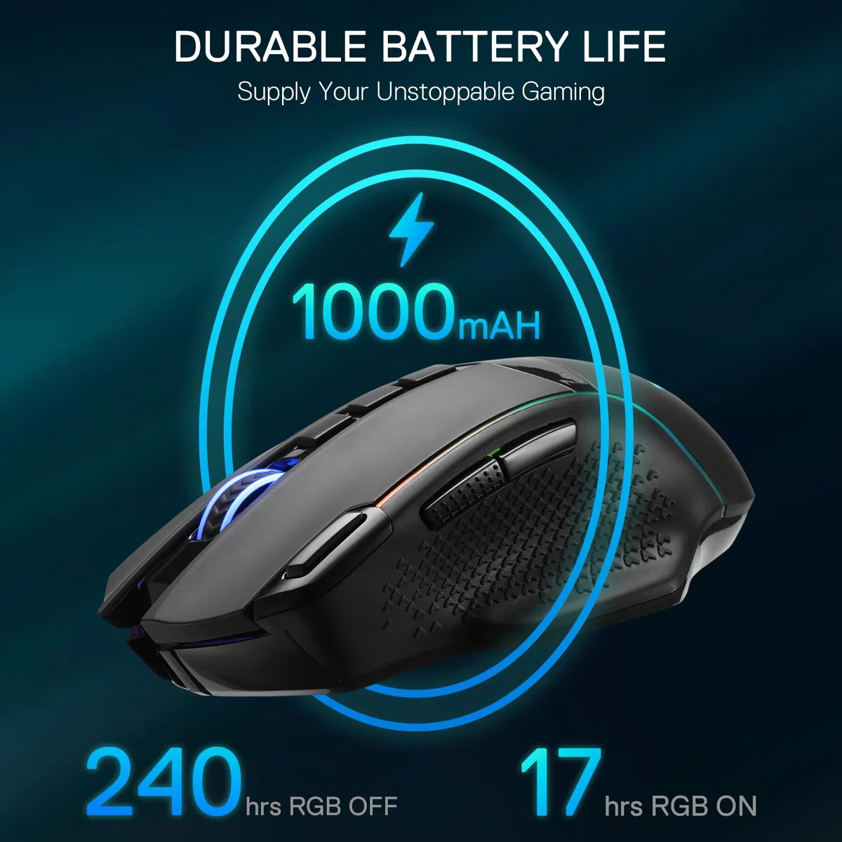 Redragon M991 Mouse Wireless 19000 DPI Fuoco Rapido 9 Tasti | mouse gioco wireless cablato 19000 DPI tasto fuoco rapido 9 pulsanti macro autonomia 45 ore retroilluminazione RGB