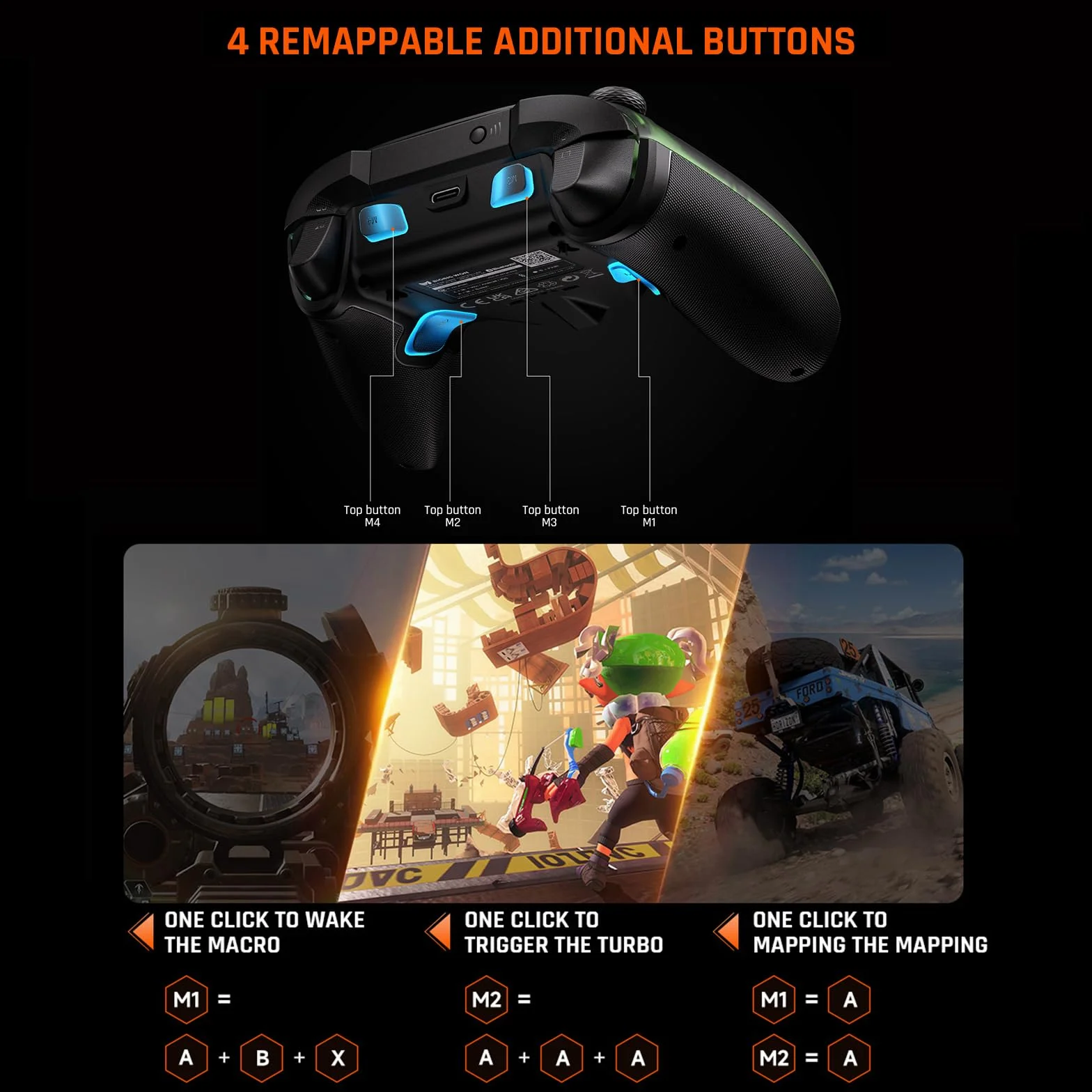 Controller wireless, BIGBIG WON Controller per PC Rainbow 2 Pro Giroscopio a 6 assi, Trigger effetto Hall, Joystick ALPS, 3.5mm Audio Gamepad per PC Windows/Android/iOS/Switch Pro Controller