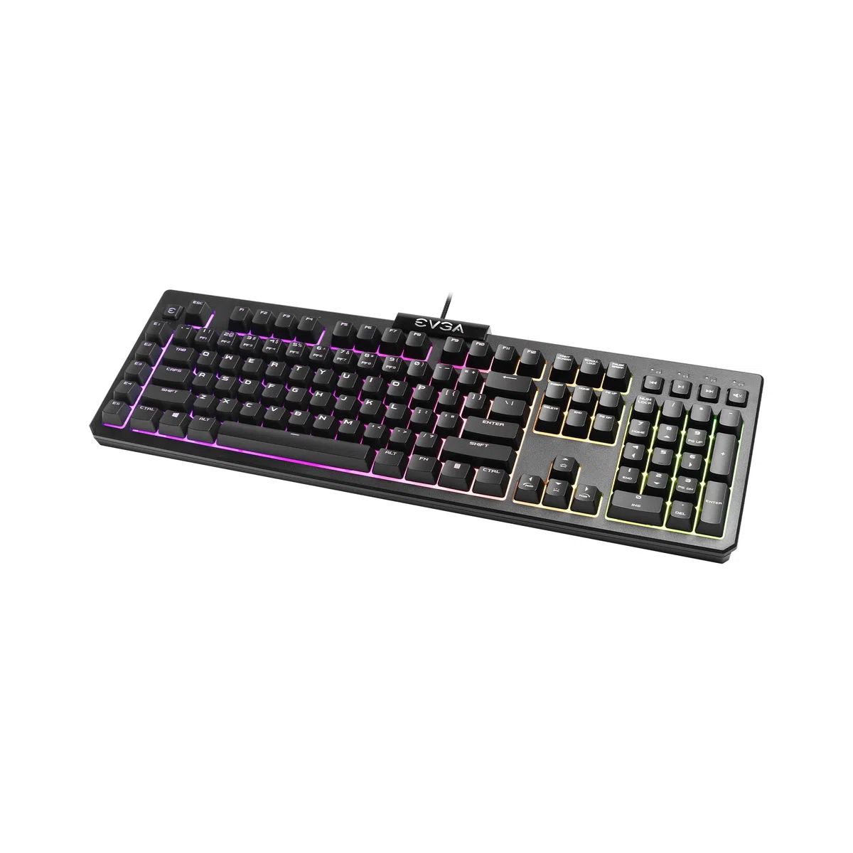 EVGA Tastiera da gioco Z12 RGB, LED retroilluminato RGB, 5 tasti macro programmabili, tasti multimediali dedicati, resistente all'acqua, layout USA 834-W0-12US-KR