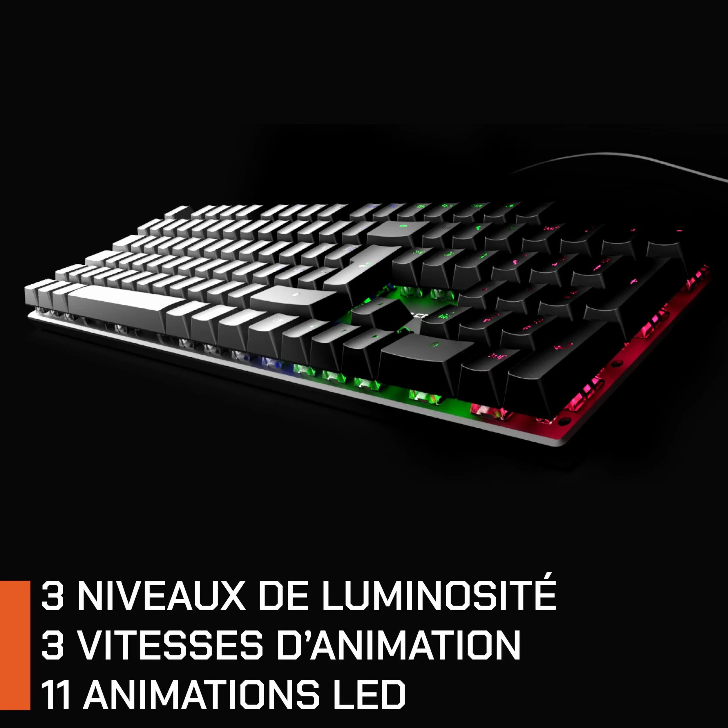 NOVA GAMING HERCULE - Tastiera Gaming Meccanica cablata USB - Tastiera Gamer, retroilluminazione RGB, 104 tasti di cui 26 anti-ghosting, AZERTY francese - Compatibile con PC Gaming, Windows e Linux