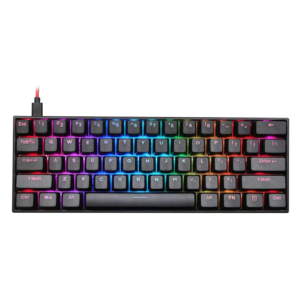 Epomaker Anne Pro2 Tastiera da Gaming 60% con RGB Retroilluminata, Programmabile Tastiera Bluetooth, PBT Keycaps, NKRO, QWERTY (Cherry Red Switch, Black)