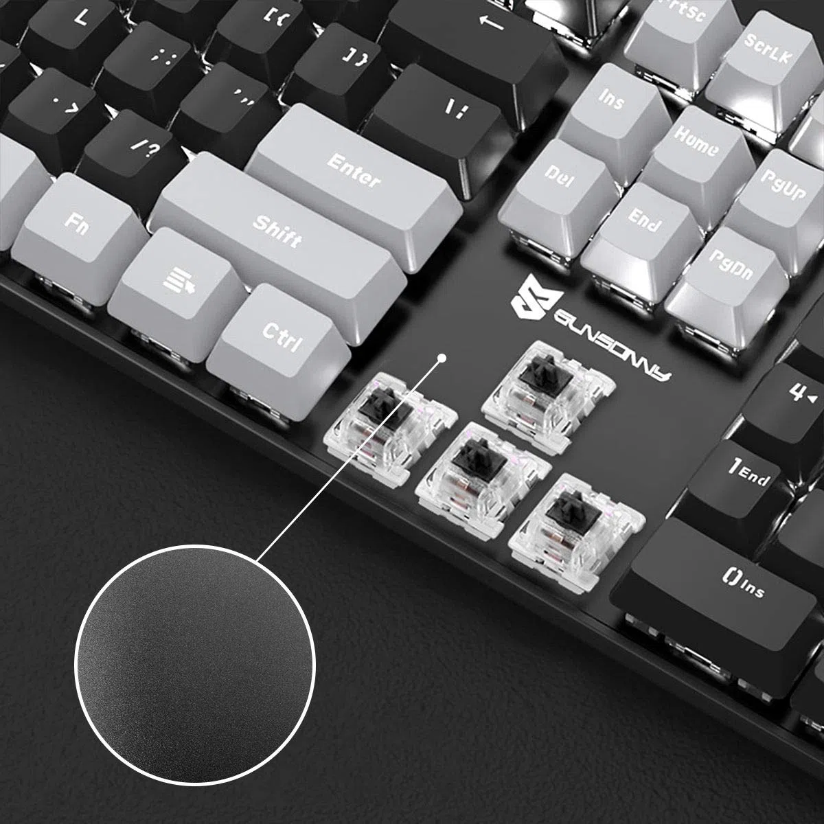 Merdia, tastiera meccanica da gioco con interruttore nero, tastiera retroilluminata bianca a grandezza naturale, 104 tasti, layout americano (nero e grigio)