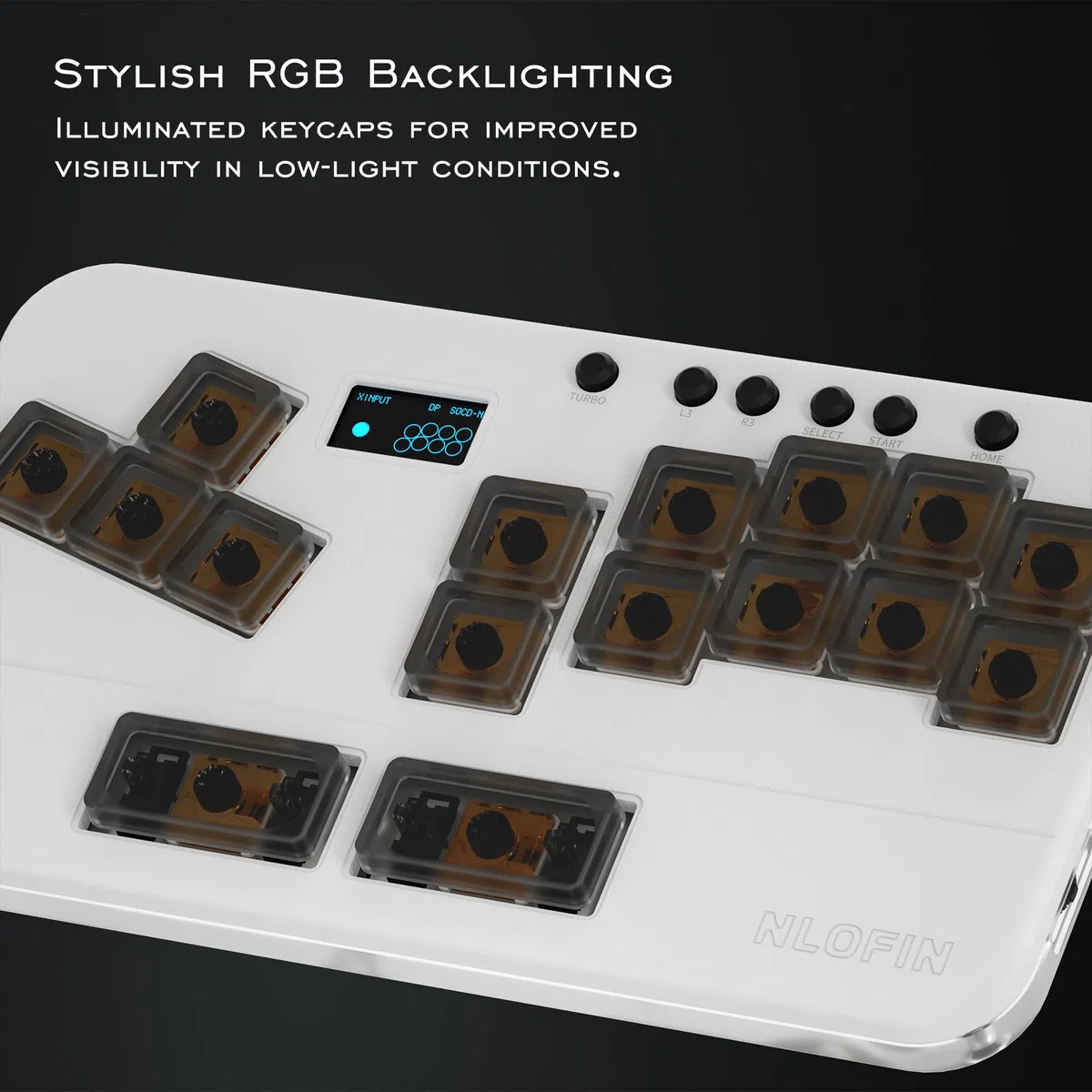 Leverless Controller Arcade Stick Mini Keypad, 16Key All-Button Arcade Controller Gamingpad (bianco)