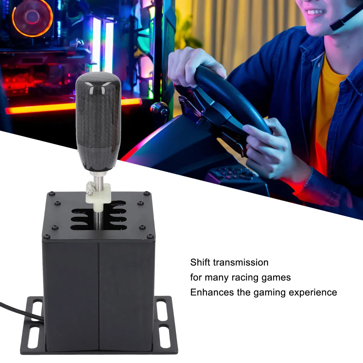 TOPINCN Simulatore di Gioco di Corse USB per PC, Ad H con Sensazione Autentica per Volante G27 G29 T300, Compatibile con Giochi di Corse Sim ATS ETS