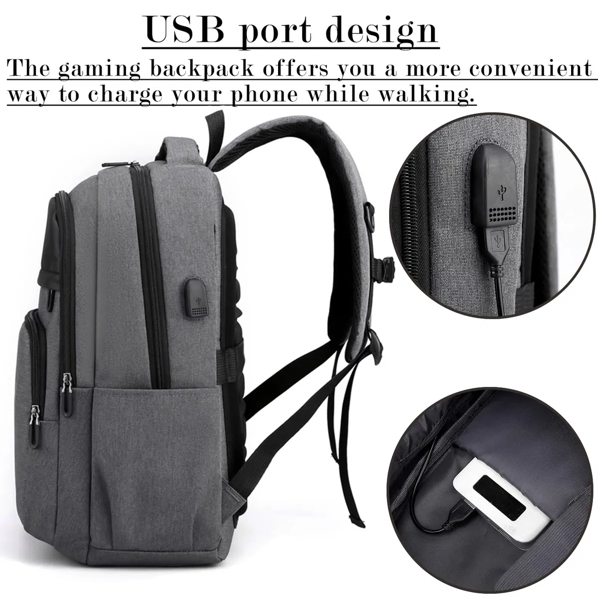 Zaino per console da gioco per PS5, borsa da viaggio per controller e accessori da gioco, grigio, grande, gioco