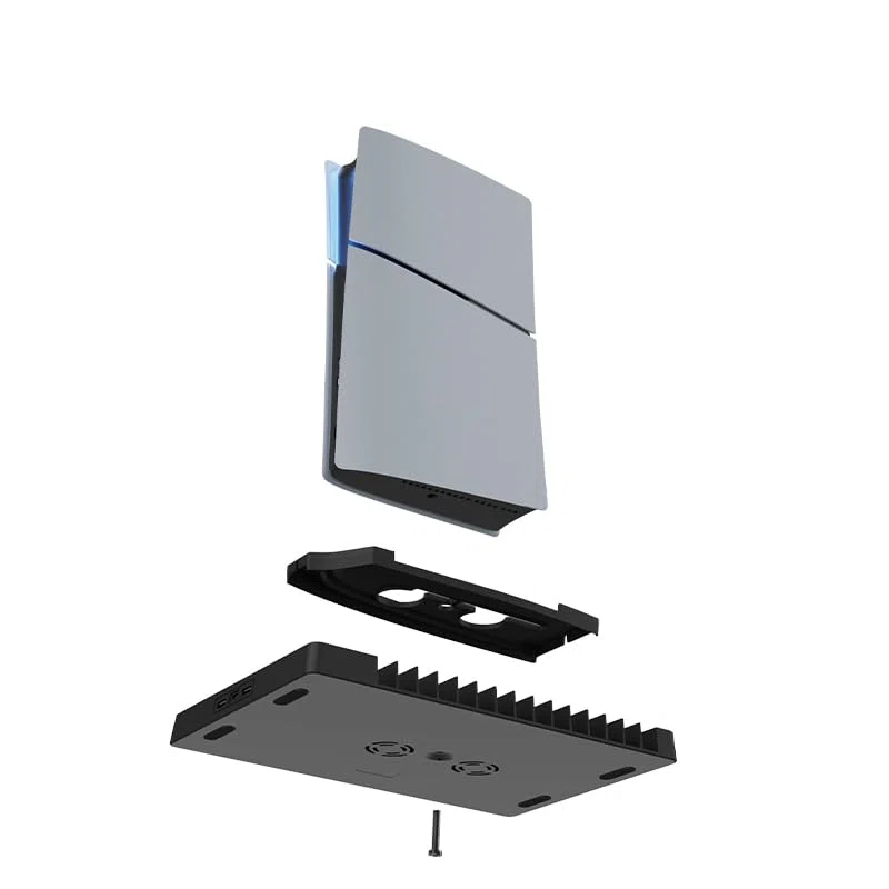 Base di raffreddamento della console per PS5/PS5 Slim, stazione di raffreddamento verticale con supporto per cuffie per il caricatore del controller e la memorizzazione del disco (Nero)