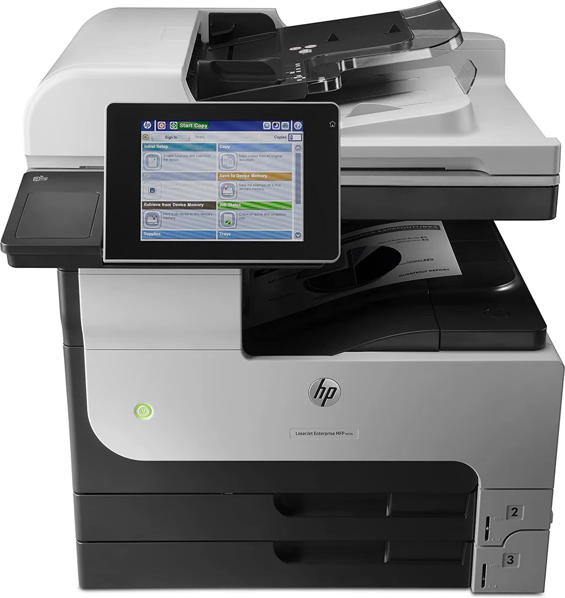 HP LaserJet Enterprise M725dn CF066A, Stampante Multifunzione A3, Stampa Fronte e Retro Automatica A4 in b/n, 41 ppm, USB, Gigabit Ethernet, Smart, Display LCD a colori ruotabile da 20,3cm, Grigia