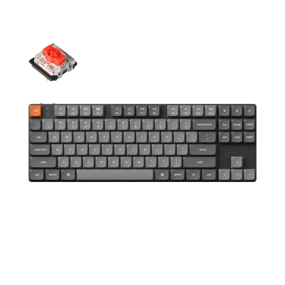 Keychron K1 Max Tastiera Meccanica Custom ultrasottile QMK/VIA Bluetooth wireless/cablata USB, 2.4 GHz Hot Swappable TKL Layout, RGB-LED, Gaming Tastiera con Low-Profile Gateron Red Switch