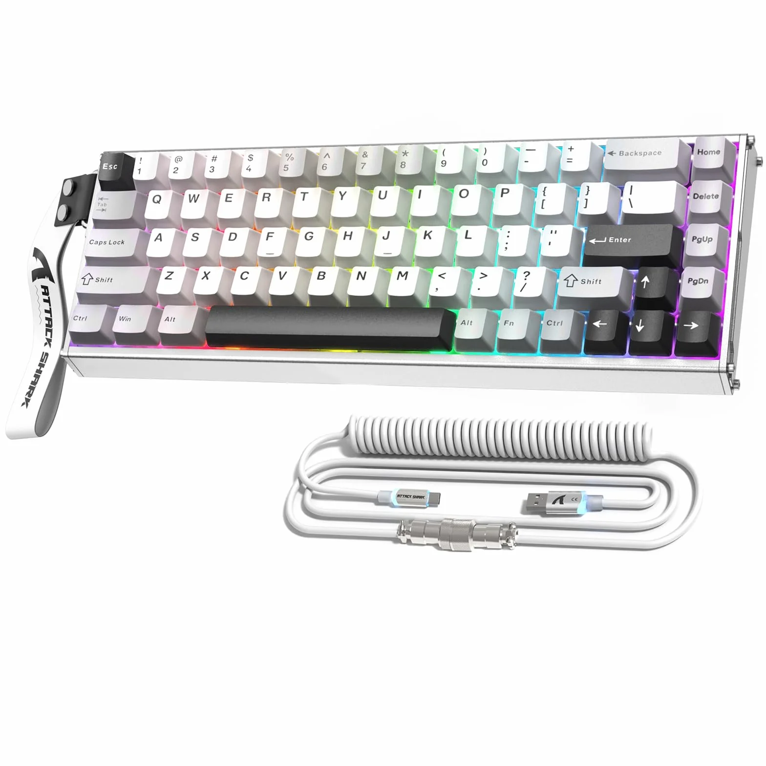 ATTACK SHARK X68MAX HE Tastiera In Alluminio CNC Completo, 8KHz Rapid Trigger, Azionamento Regolabile 0.005mm, Gaming RGB Cablata con Switch Magnetico, Snap Tap, Cavo C01 Ultral (Bianco Stella)