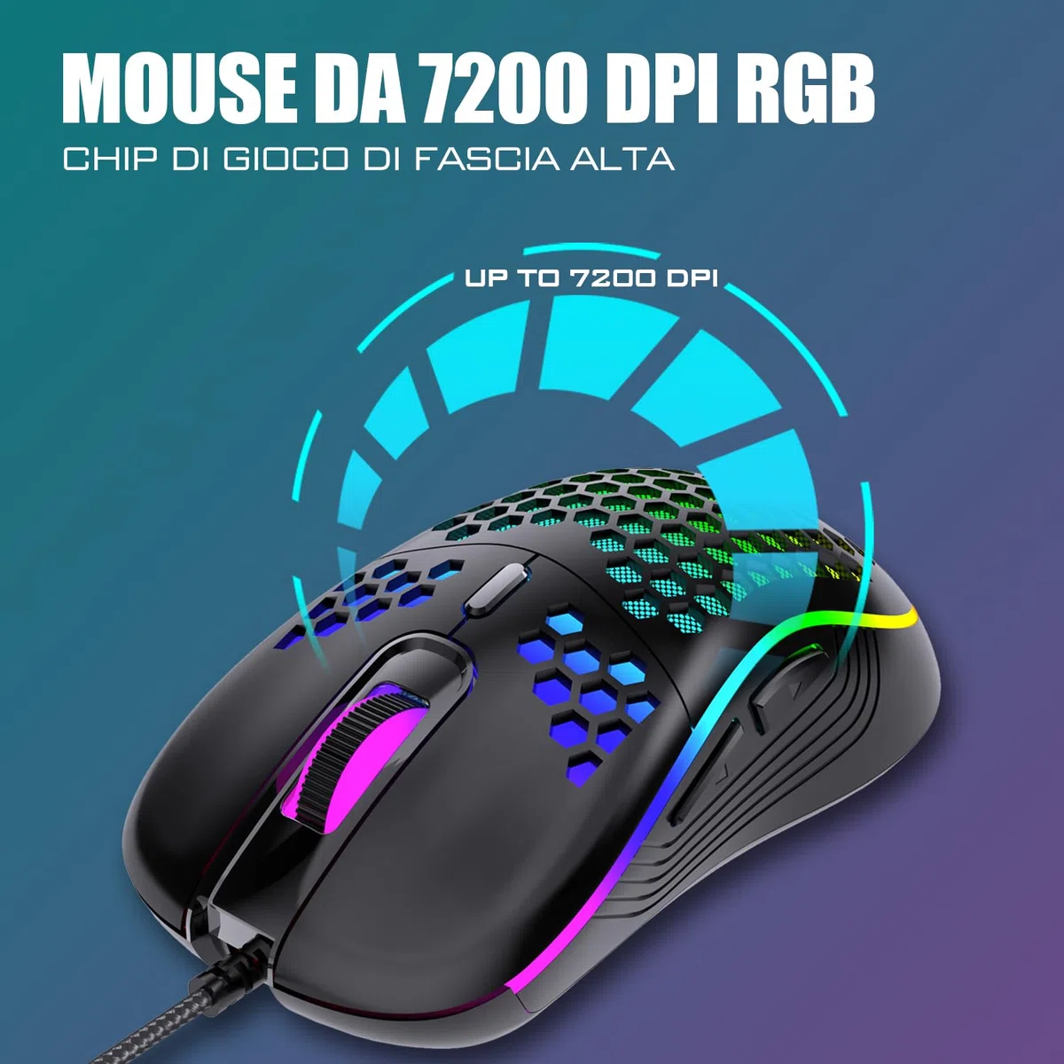 RedThunder K62 - Tastiera e mouse da gaming RGB 60% in lingua spagnola, mini tastiera ultra compatta retroilluminata ed ergonomica, mouse da gaming ottico 7200 dpi, compatibile con PC, PS5, Xbox (nero