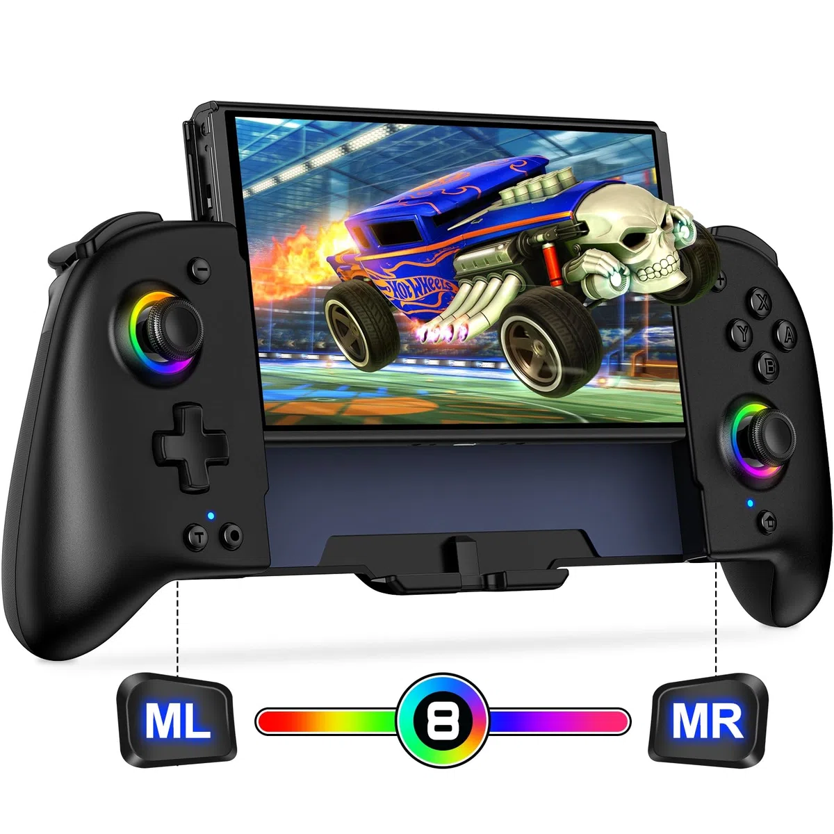 ALEEMTRY Controller per Switch, Modalità Portatile con Turbo/1000mAh/Programmabile/Giroscopio a 6 Assi, Maniglia Grande per Switch/OLED (Nero)