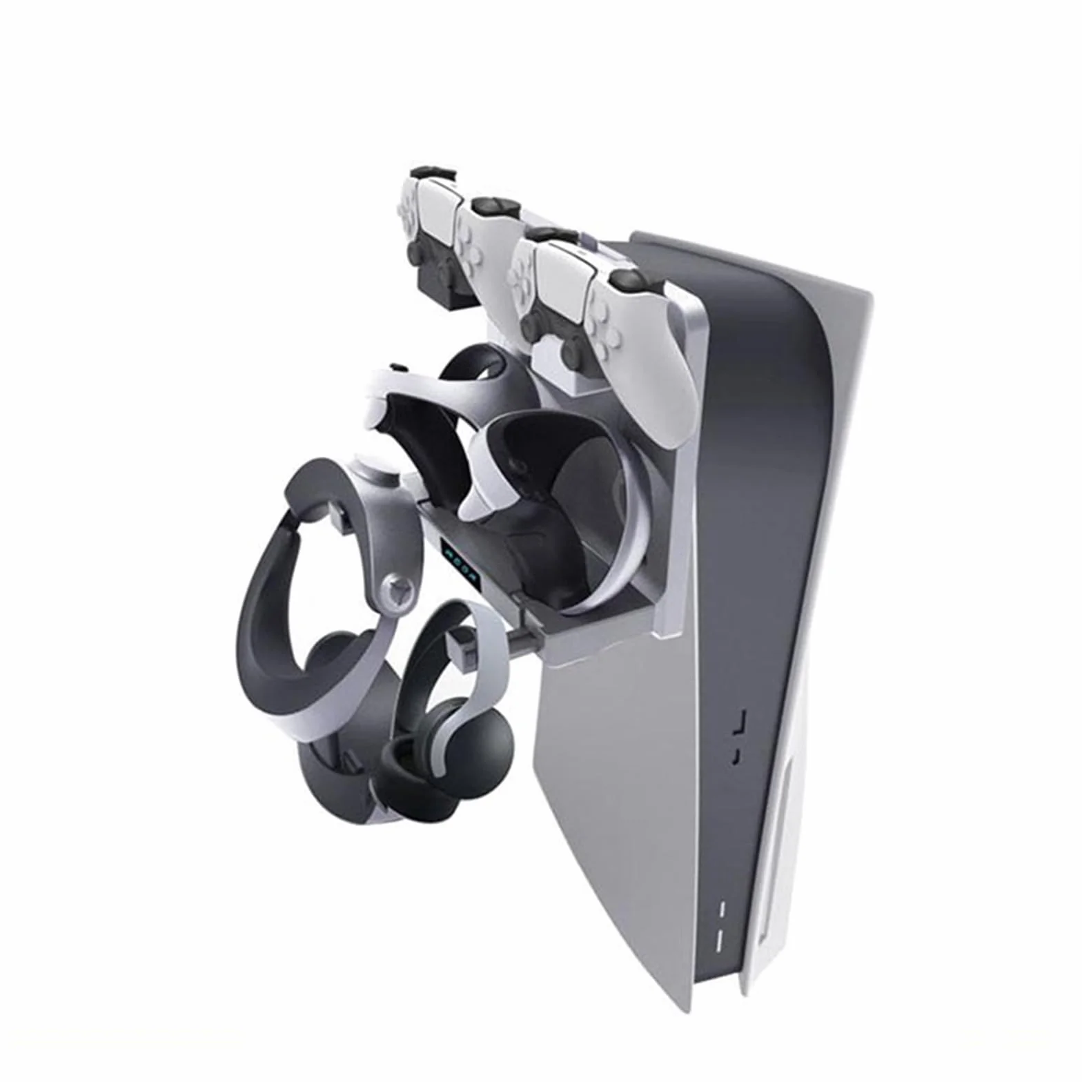 LYL Supporto da Parete per Stazione di Ricarica per Controller PS5 e PSVR 2 - Dock Controller e Cuffie - Ricarica Rapida e Verticale - Montaggio a Parete