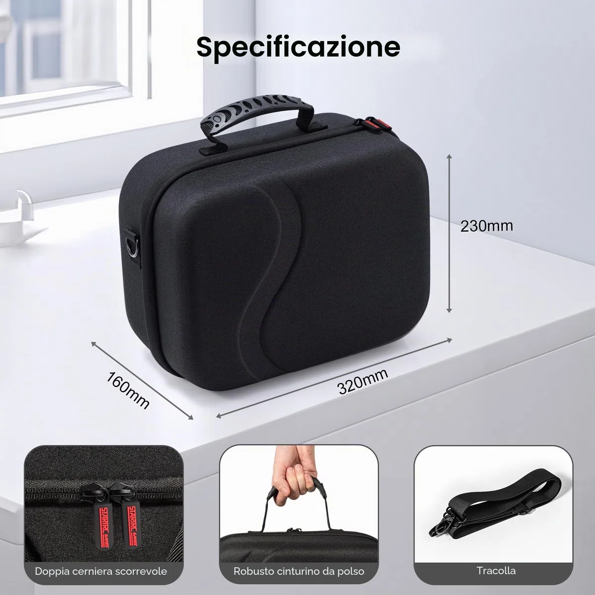 Grande custodia da trasporto per Meta Quest 3S/Quest 3, custodia da viaggio rigida per BOBOVR S3 Pro/Kiwi design, tracolla per batteria, controller e altri accessori, borsa da viaggio portatile per