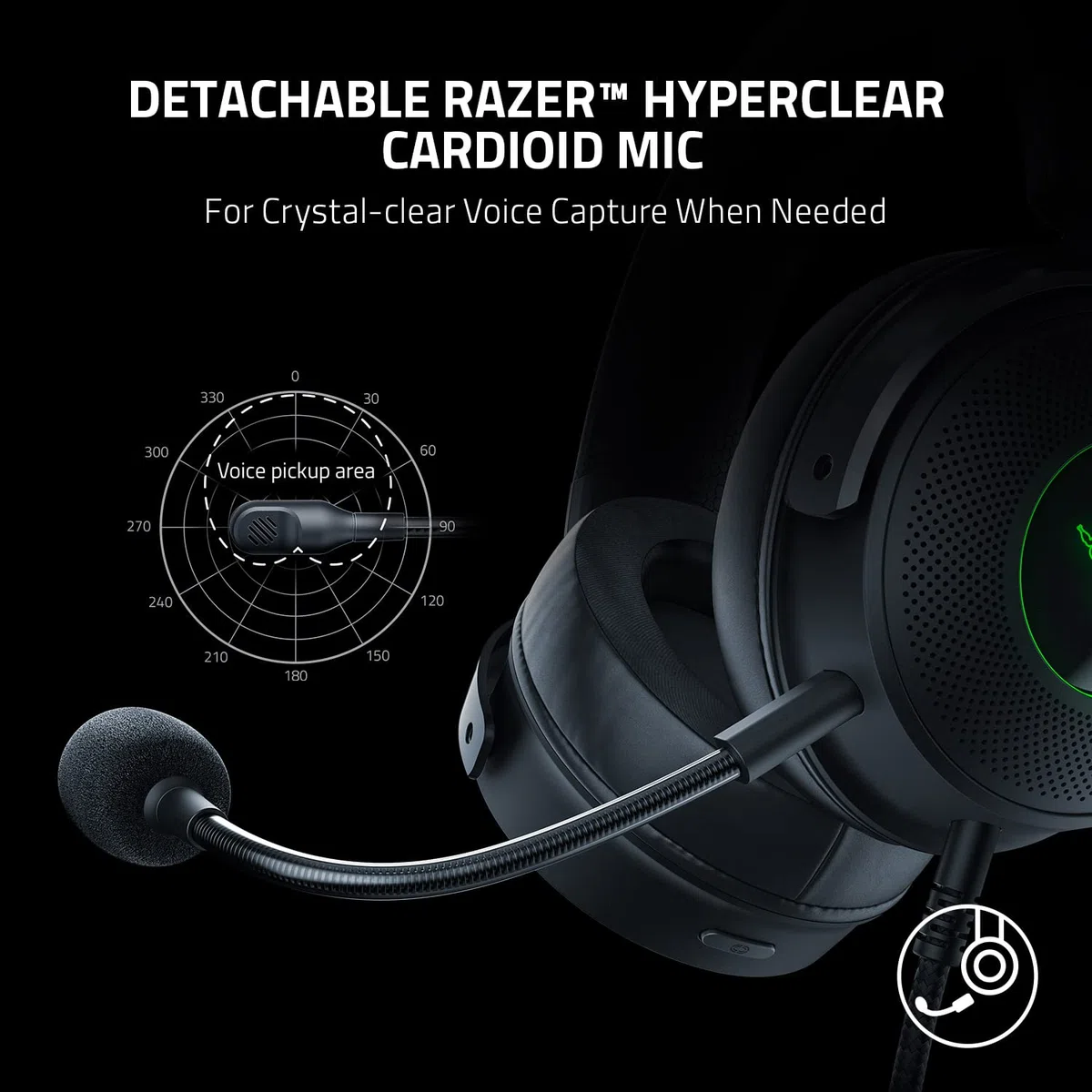 Razer Kraken V3 HyperSense Wired USB Gaming Headset w/Haptic Technology: driver Triforce Titanium 50mm - THX Spatial Audio - Tessuto ibrido e cuscinetti in memory foam in similpelle - Microfono