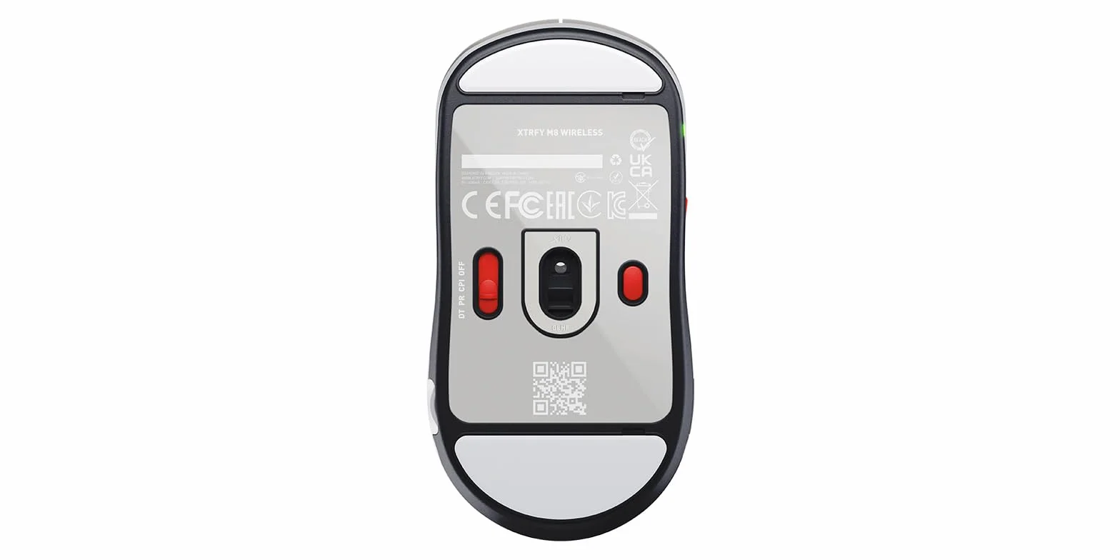 Xtrfy M8 Wireless, Mouse da Gioco Ultraleggero Senza Fili, Ottimizzato per Gaming Competitivo, Wireless 2,4 GHz, Parte Anteriore Ultra Ribassata per una Maggiore Precisione, Ricaricabile, Retrò