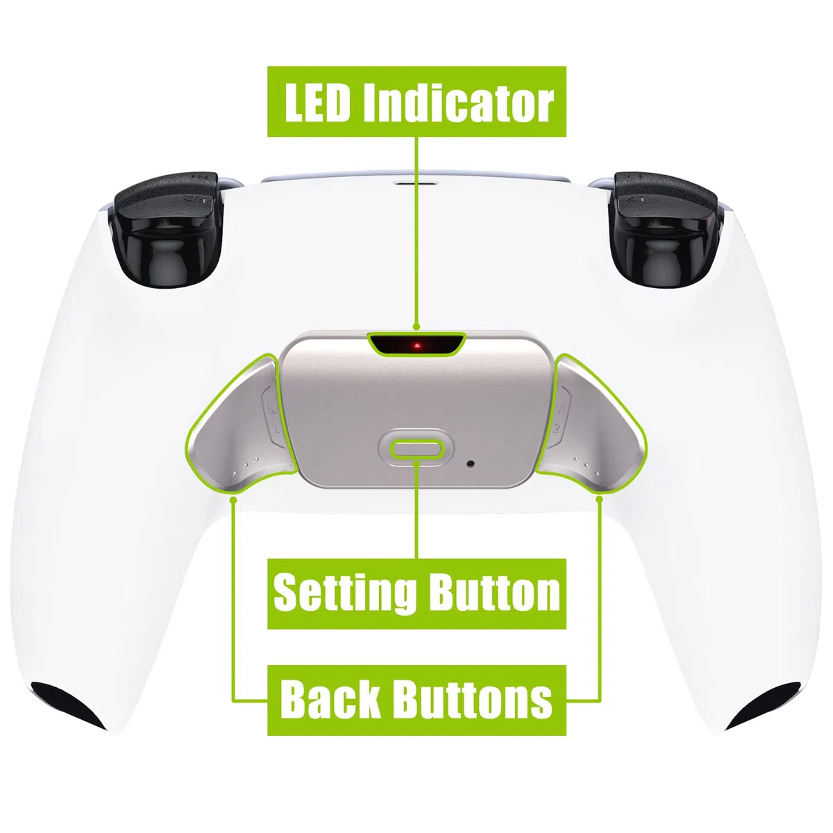 eXtremeRate RISE Remap Kit Programmabile per ps5 Controller BDM-030/040/050,Palette in Metallo Tasti Pulsanti Aggiuntivi Back Button Cover Posteriore per ps5 Joystick-Bianco