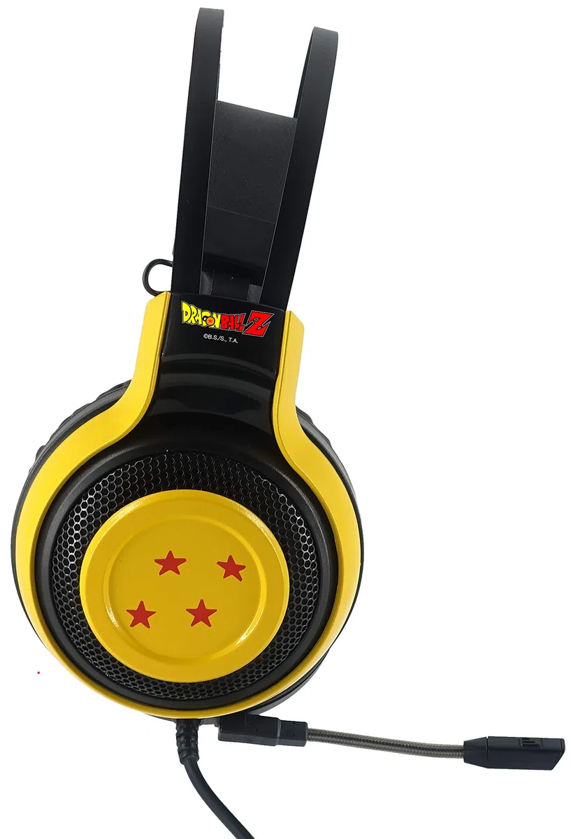 TEKNOFUN - Dragon Ball Z con licenza ufficiale - Cuffie - Cuffie da gioco - Connettore Jack da 3,5 mm - Cavo da 2,2 m - Archetto regolabile - Giallo - Per bambini e adulti - 811236