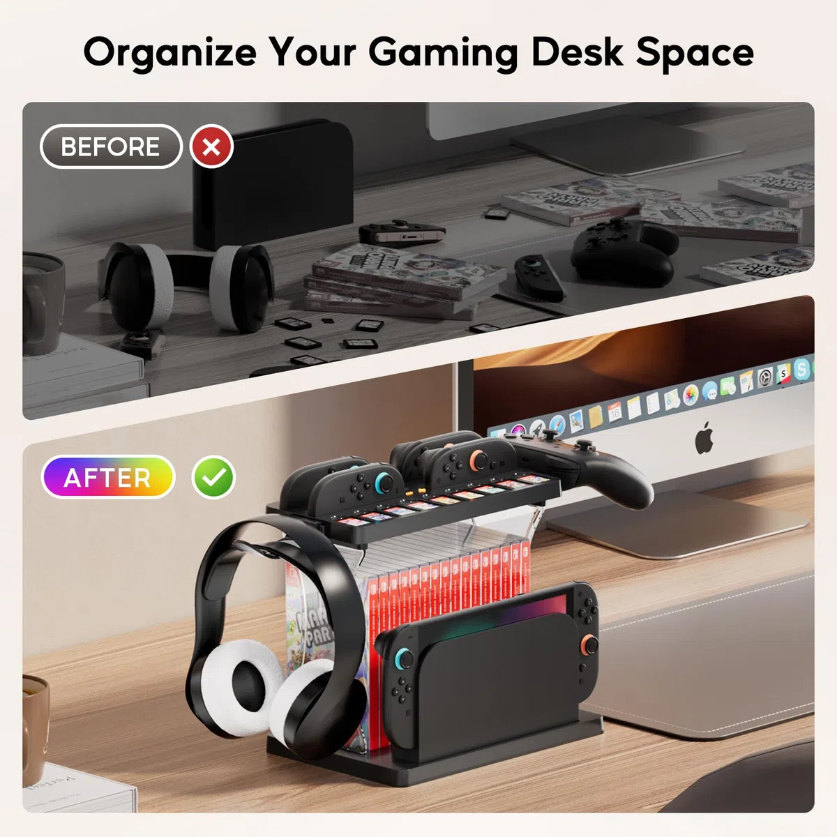 Switch 2 Storage Station, dock di ricarica per Joycon Switch2, organizer multifunzionale per Nintendo Switch 2 accessori con 16 dischi di gioco e 9 slot per carte da gioco, supporto per