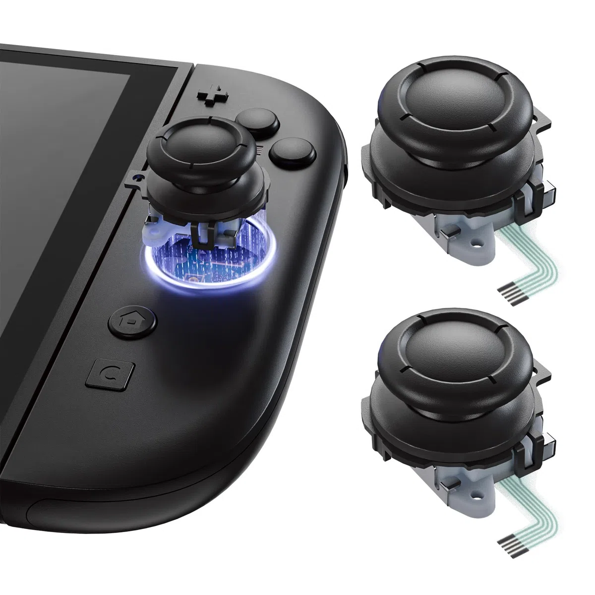 eXtremeRate Cover Tasti Kit + Levette Analogiche 3D Ricambio per Nintendo Switch 2 Controller - Nero