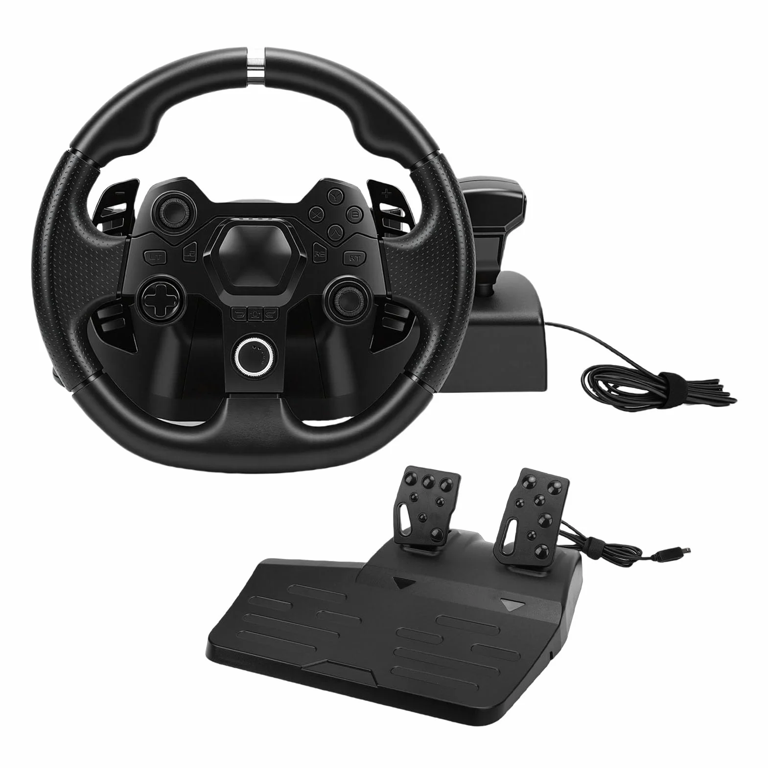 Fabater Set di Volanti Force Racing, Volante da 11" con Pedaliera a Molla, compatibilità Multipiattaforma per,